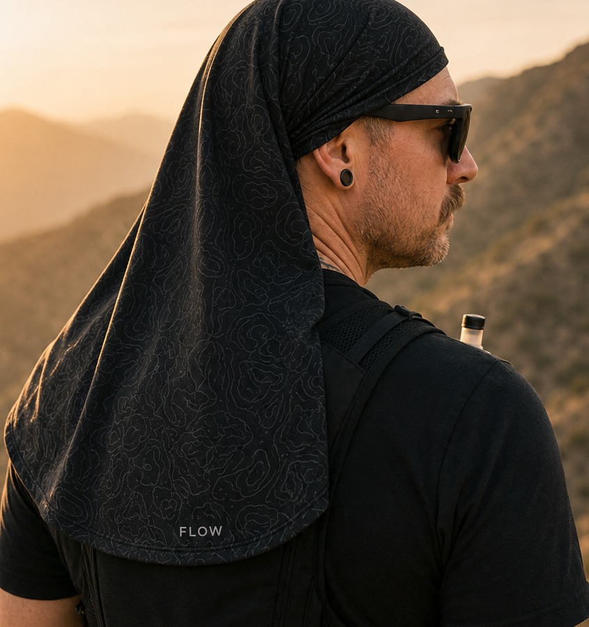 FLOW SHADE worn as Neck Drape